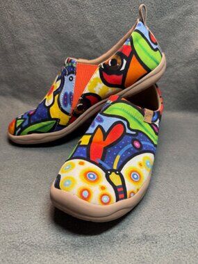 UIN Toledo Art Slip On Shoes Women’s Size 10.5 Colorful Casual Comfort Loafers